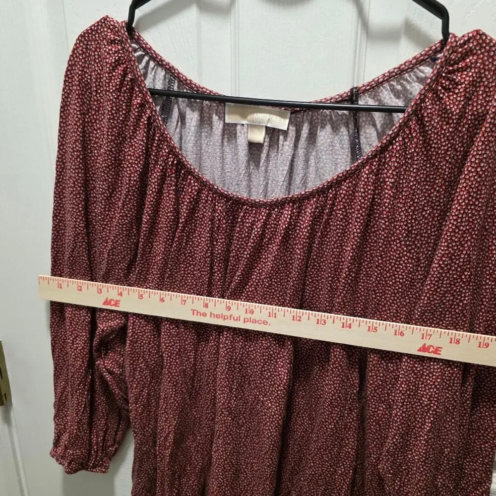 MICHAEL KORS Peasant Blouse Speckled Dot Off Shoulder XL
